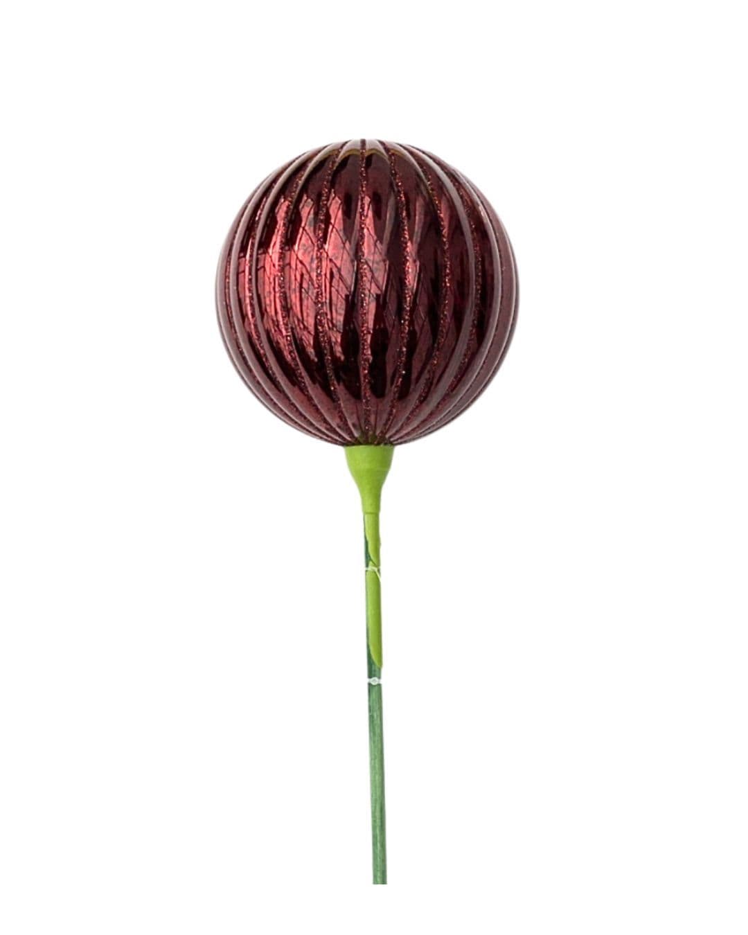 Ornament Ball 100mm Ribbed Merc Burgundy