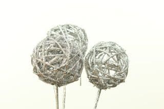 Vine Balls Glittered Silver