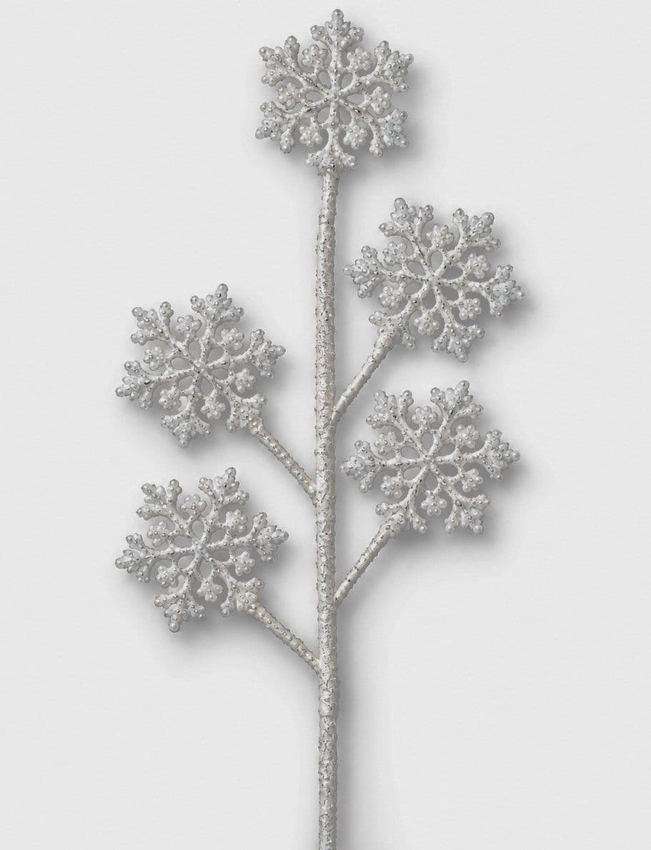 Snowflake Spray Glittered White 26"