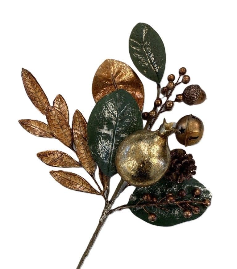 Mixed Magnolia Pomegranate Spray Metallic 24"