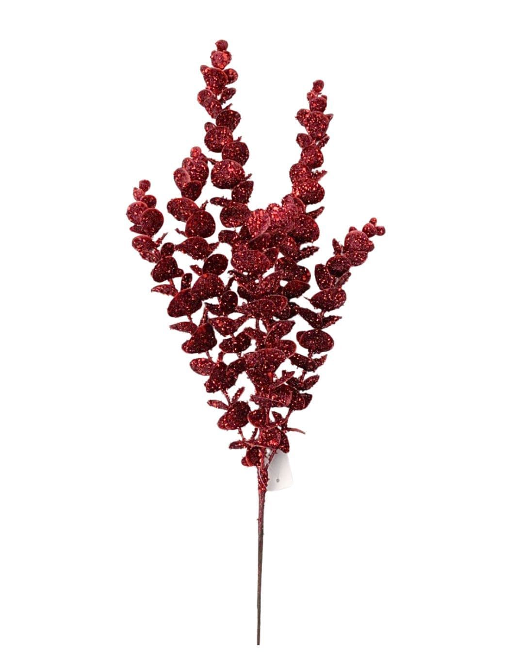 Eucalyptus Spray Faux Glittered Merlot 24"
