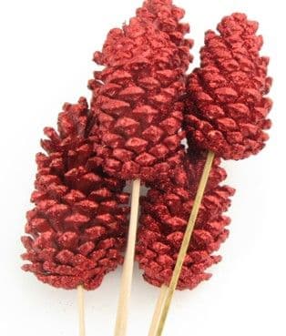 Pine Cone Reg Glittered Red