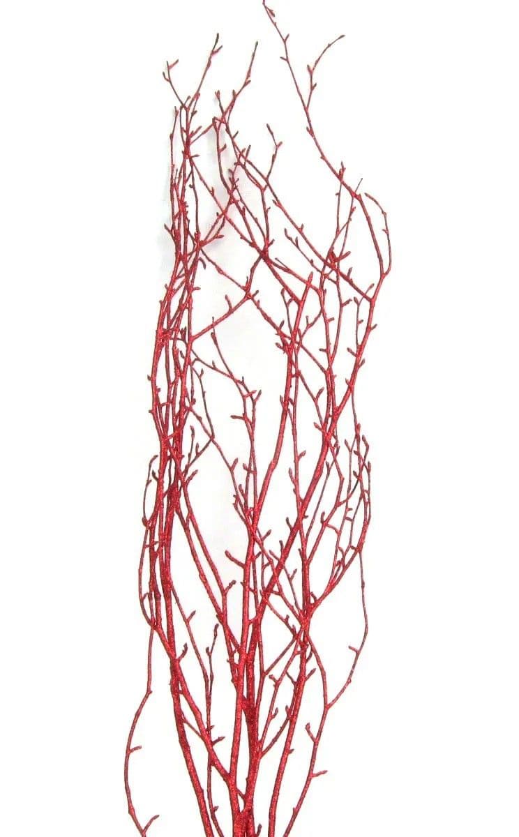Birch Large Glittered Red 40"-48"