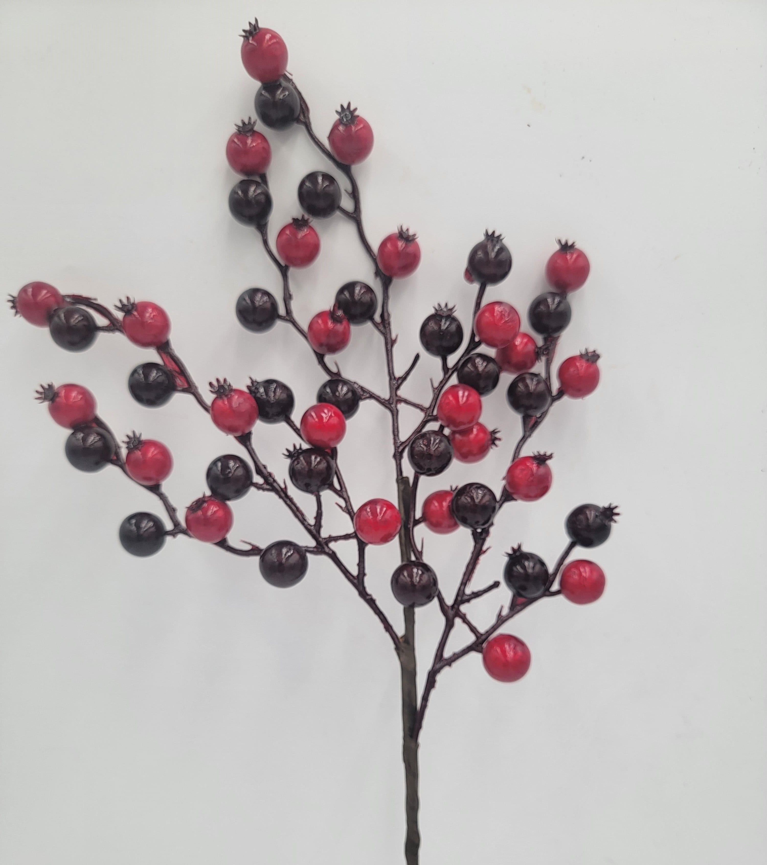 Berry Hawthorne Spray Dark Burgundy/Red Spray 24"