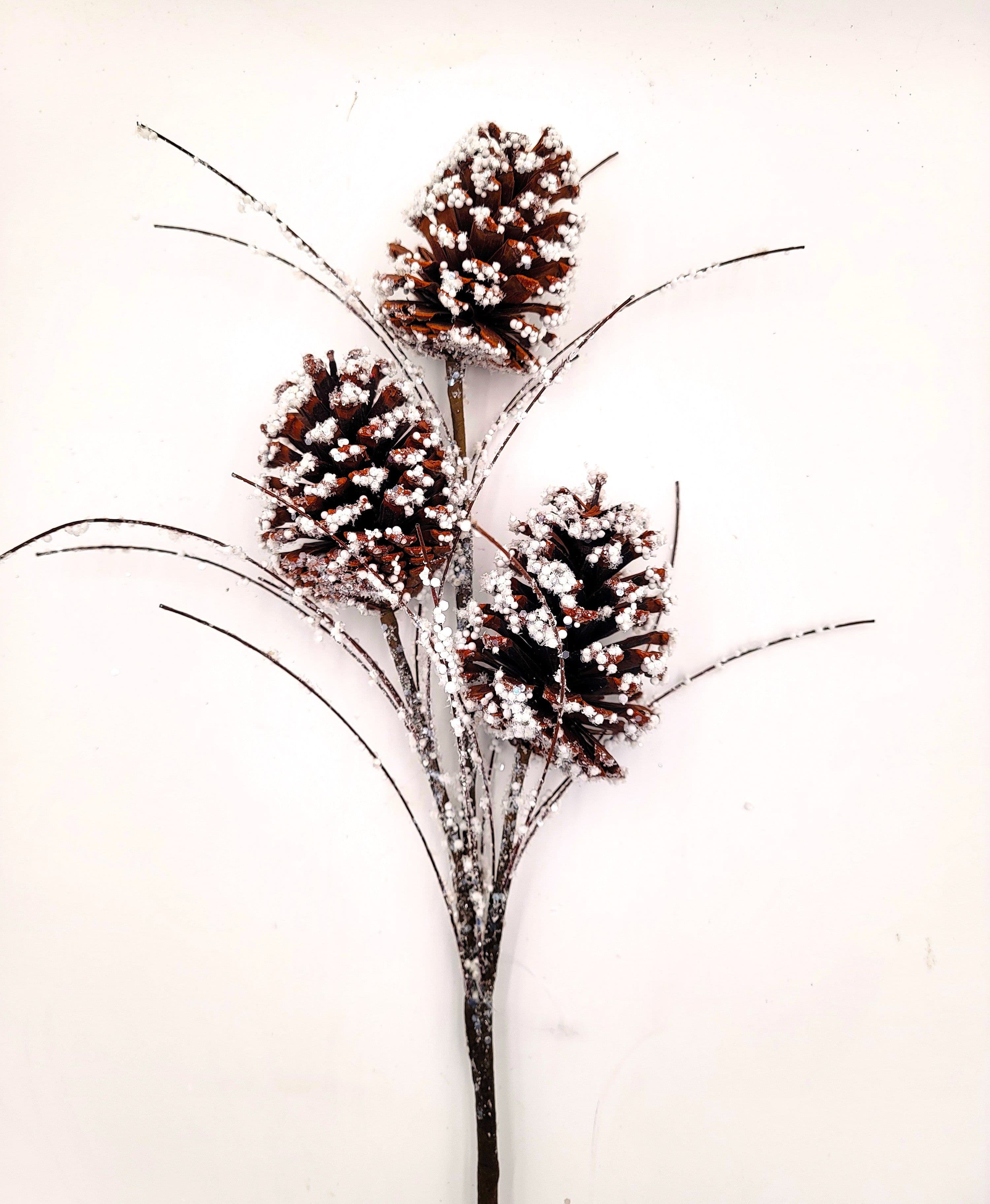 Pine Cone Multi Spray Wispy Snow 28"