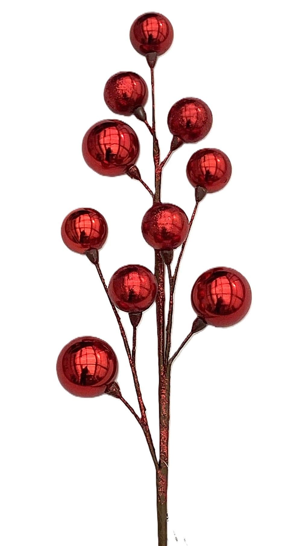 Ornament Ball Spray Glittered Red 28"