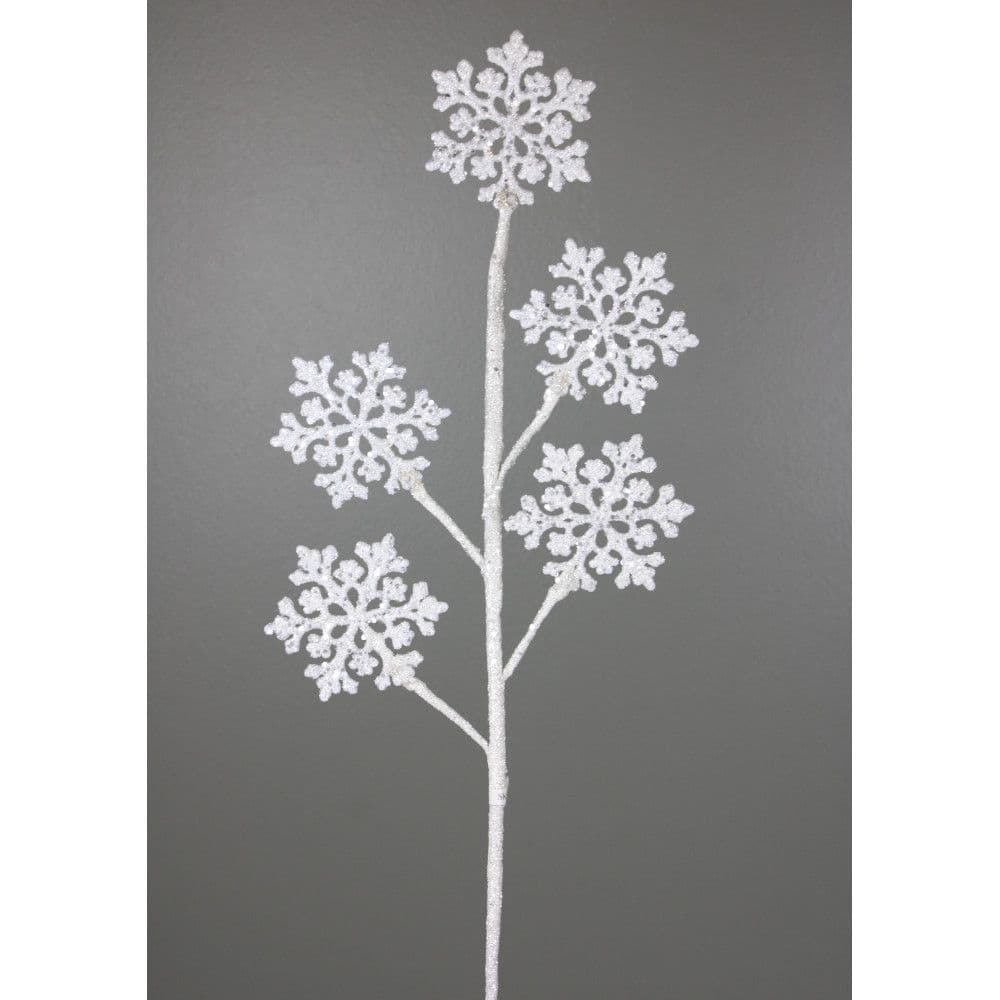 Snowflake Spray Glittered White 26"