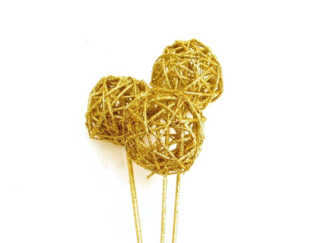 Vine Balls Glittered Gold