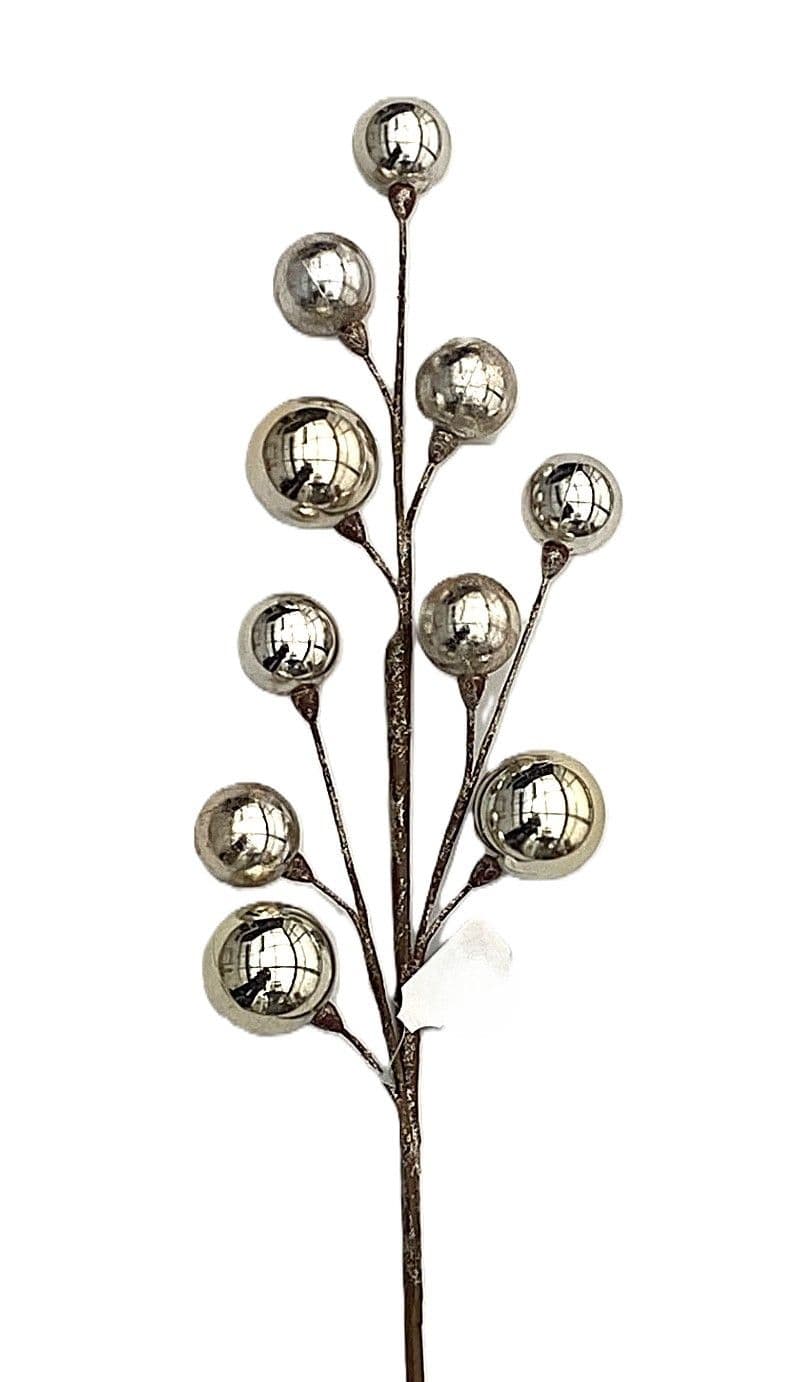 Ornament Ball Spray Glittered Champagne 28"