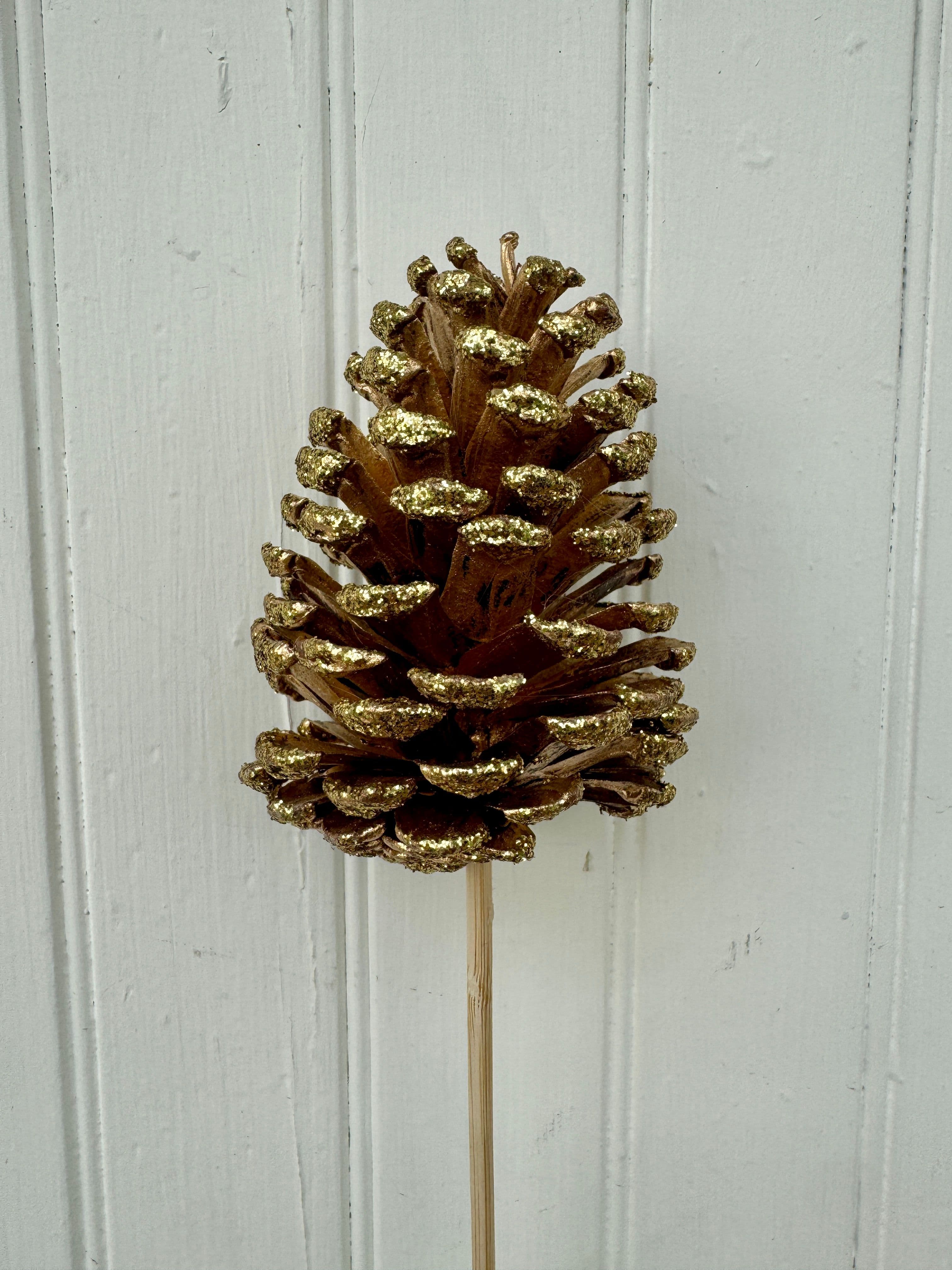 Pine Cone Large Glittered Gold