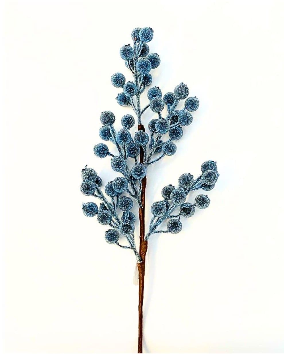 Berry Hawthorne Spray Sugared Dark Blue 24"