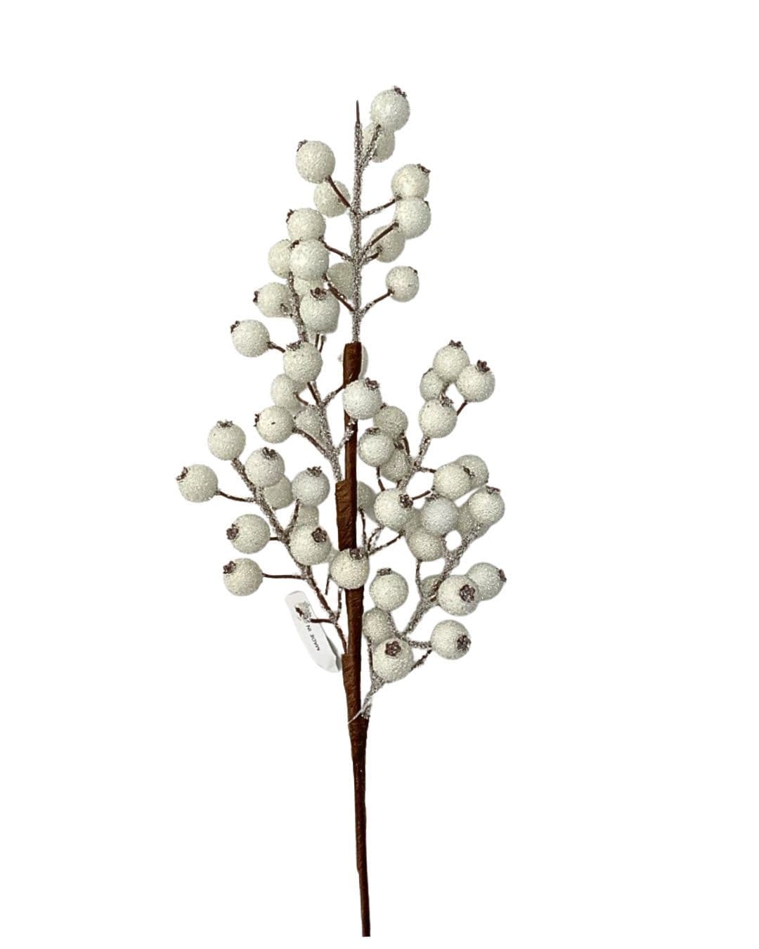 Berry Hawthorne Spray Sugared White 24"