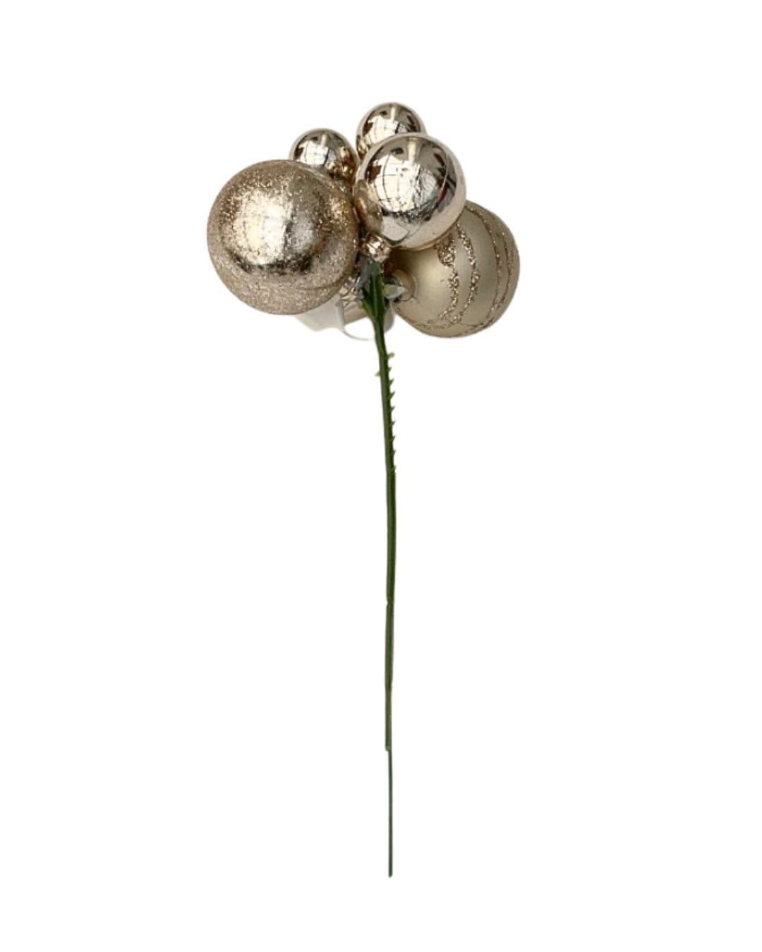 Ornament Ball Mini Mixed Ball Pick Champagne 12"