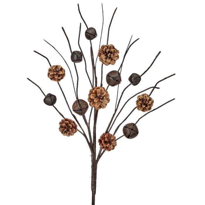 Jingle Bell and Pine Cone Spray Rustic 25"