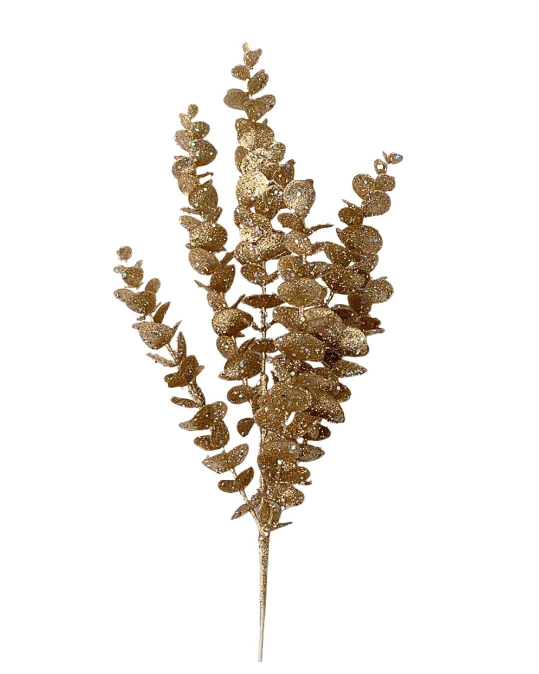 Eucalyptus Spray Faux Glittered Champagne 24"